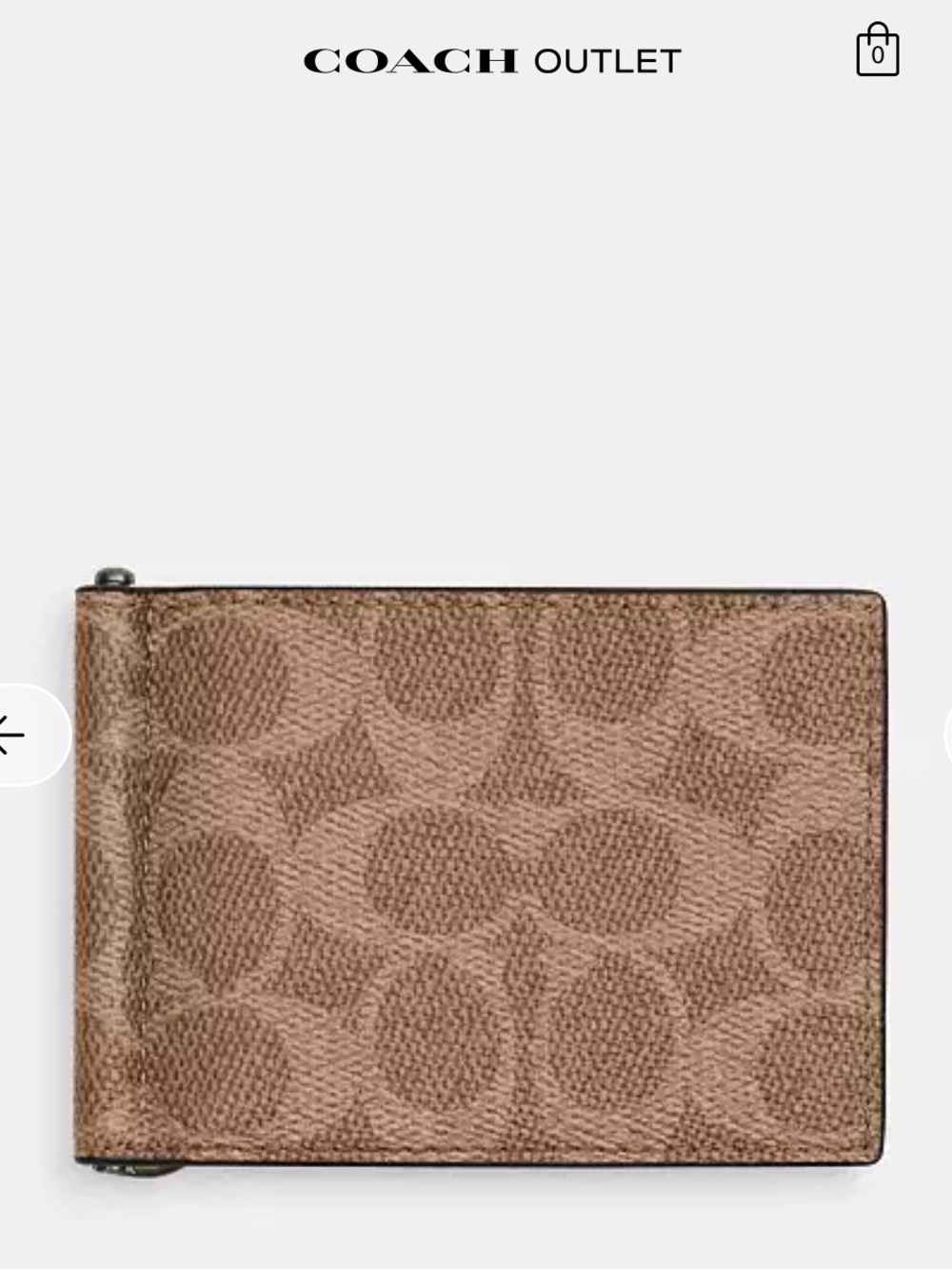 Coach Brown Signature Canvas Money Clip Wallet